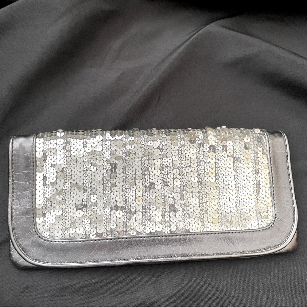 The Limited Clutch: Dark silver and silver sequin clutch.